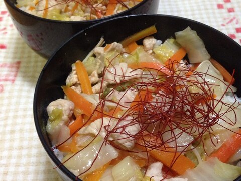 白菜えのき人参de中華丼♪